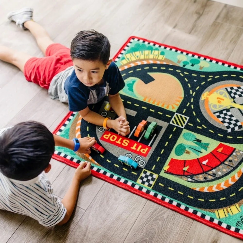 Melissa and Doug racetrack Speedway car rug machine washable skid proof 39 x 36 - Picture 2 of 2